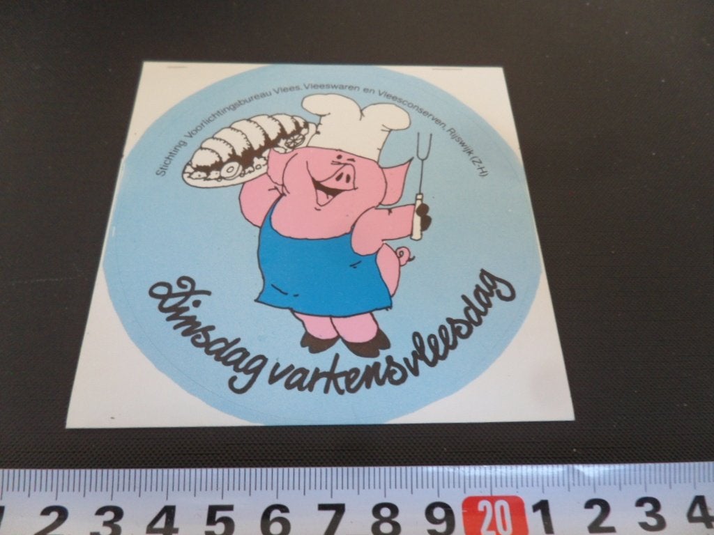 sticker Strip Dinsdag varkensvleesdag, Ophalen, Zo goed als nieuw