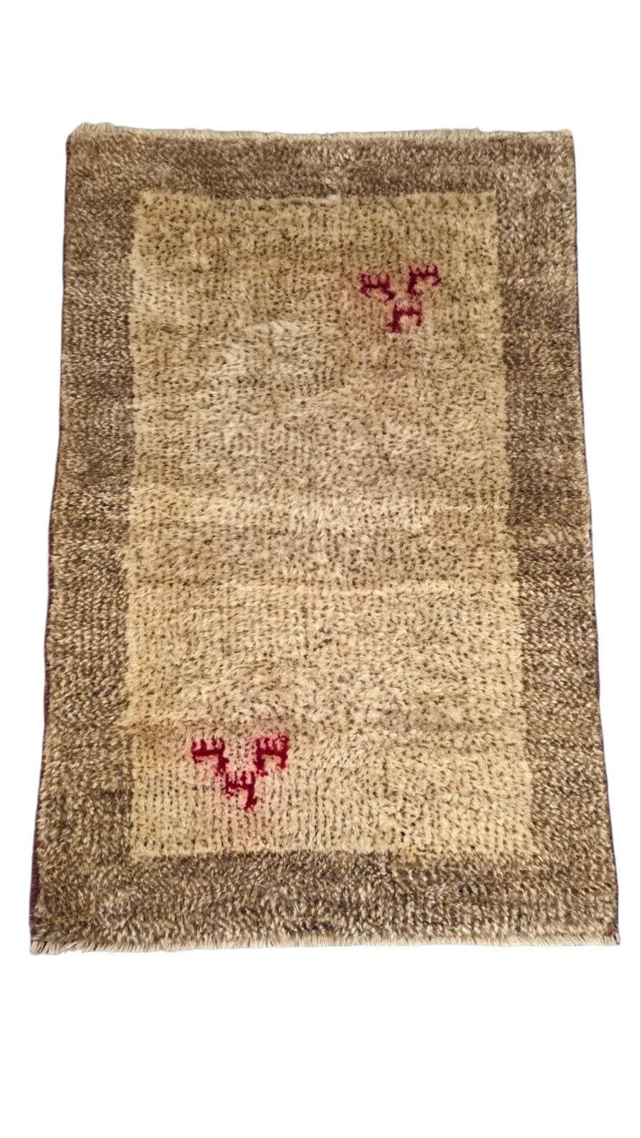 Handgeknoopt Persian Gabbeh tapijt modern beige 82x125cm, Gebruikt, Berber, Vintage, Gabbeh, oosters, hype, 100 tot 150 cm, Onbekend