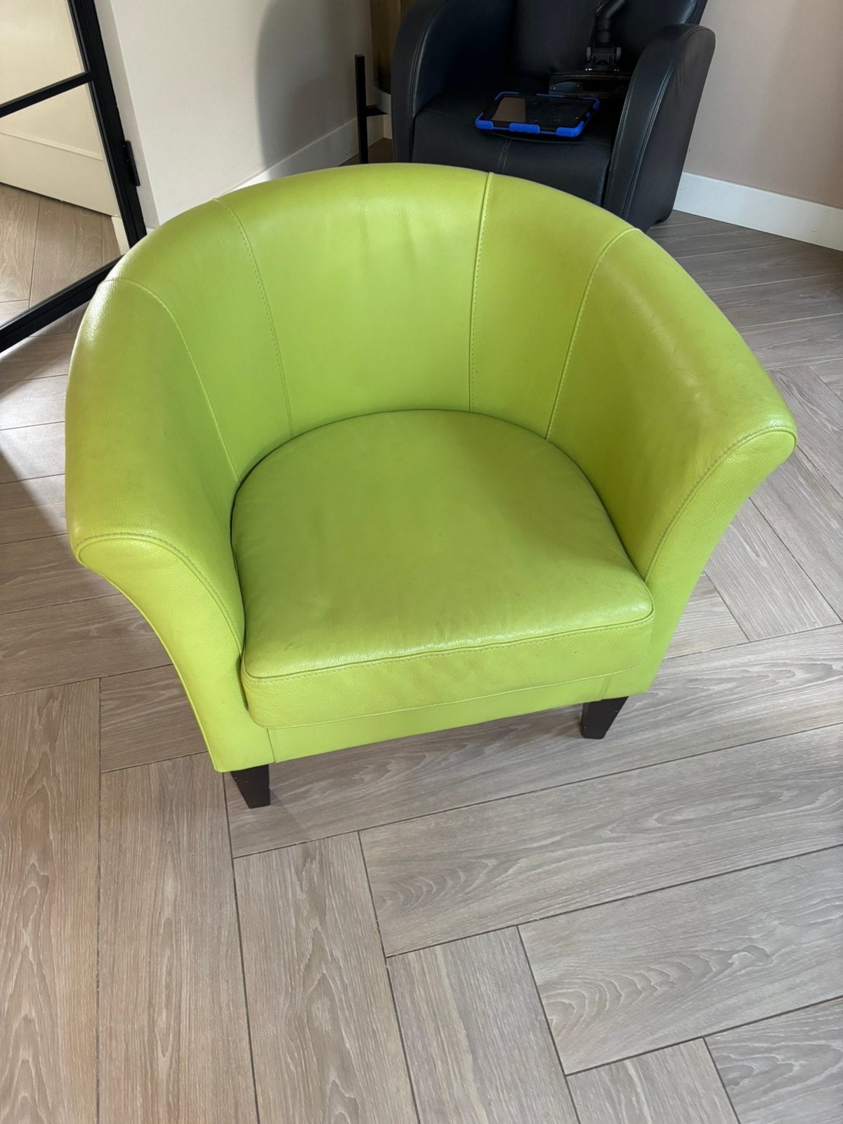 Leuk fauteuiltje lime groen, Eenpersoons, 75 tot 100 cm, Ophalen of Verzenden, Zo goed als nieuw