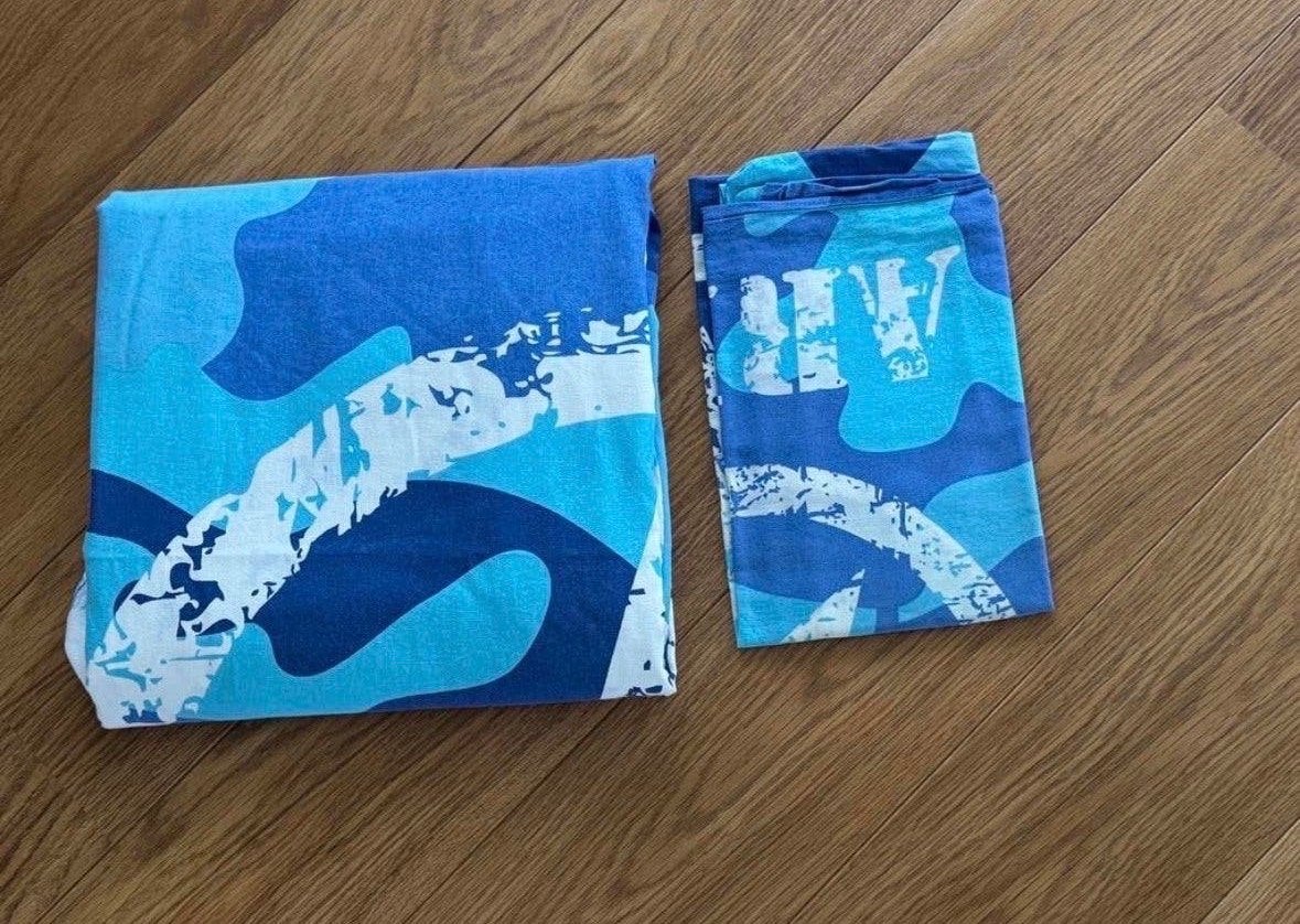 Eenpersoons dekbedovertrek legerprint blauw/wit, Eenpersoons, Meerkleurig, Dekbedovertrek, Ophalen of Verzenden