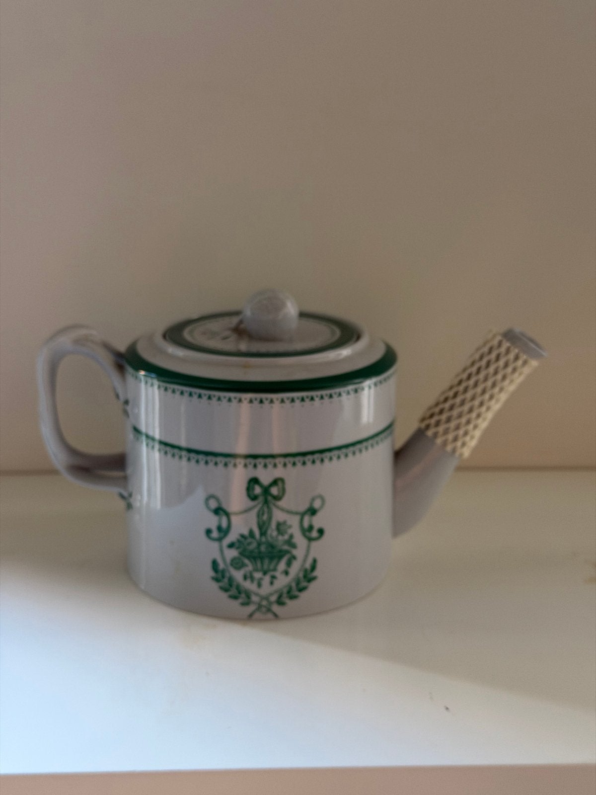 Vintage Spode Theepot - Groen en Wit Decor, Antiek en Kunst, Ophalen of Verzenden