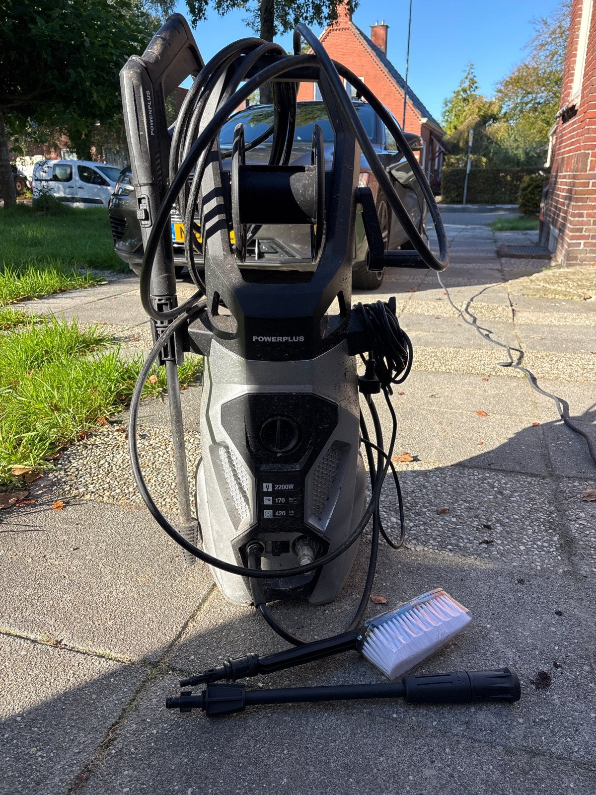 Hogedrukreiniger Powerplus met opzetstukken, Ophalen, Gebruikt, Elektrisch