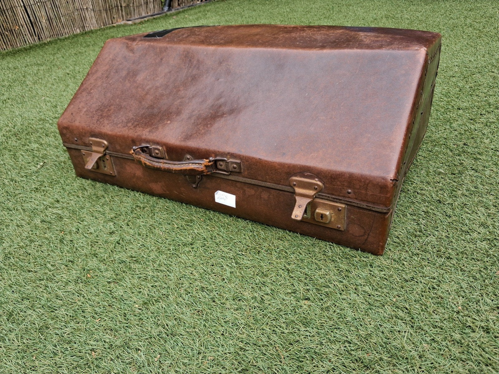 Vintage accordeon Leren Koffer - Bruin met Blauwe Voering, Sieraden, Tassen en Uiterlijk, 60 tot 70 cm, Gebruikt, 45 tot 55 cm
