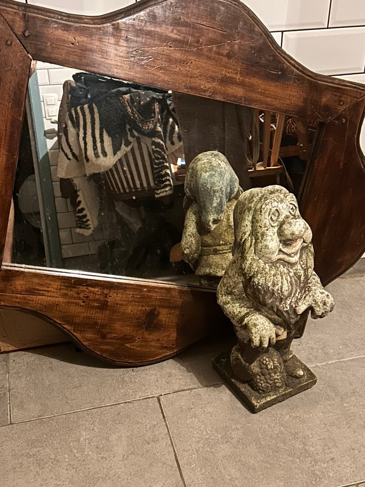Antieke tuinkabouter, Ophalen of Verzenden, Rechthoekig