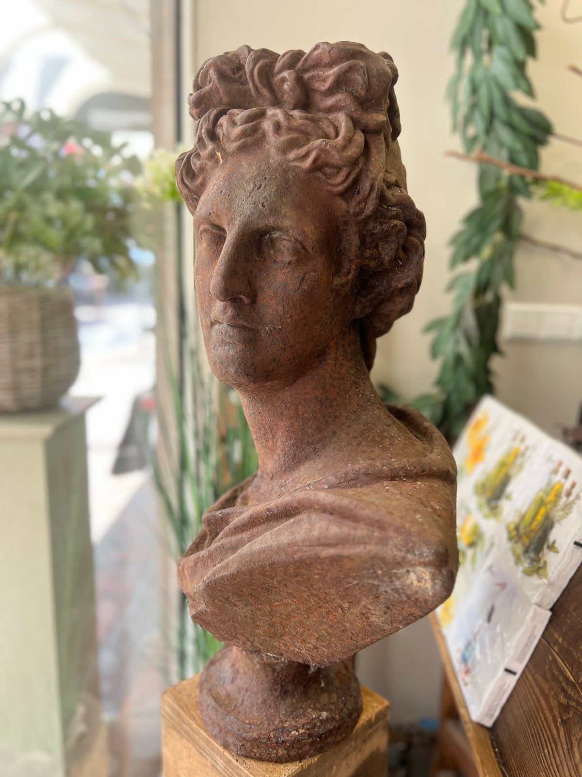 Gietijzeren tuinbeeld Buste Apollo - Klassieke Decoratie, Ophalen, Gebruikt, X, Metaal
