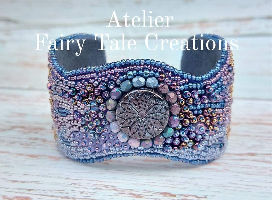 Beadembroidery cuff armband, Overige materialen, Nieuw, Met bedels of kralen, Verzenden