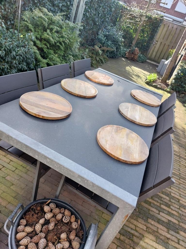 grote teakhouten houten bord onderbord placemat VT wonen, Ophalen, Overige stijlen, Bord(en)