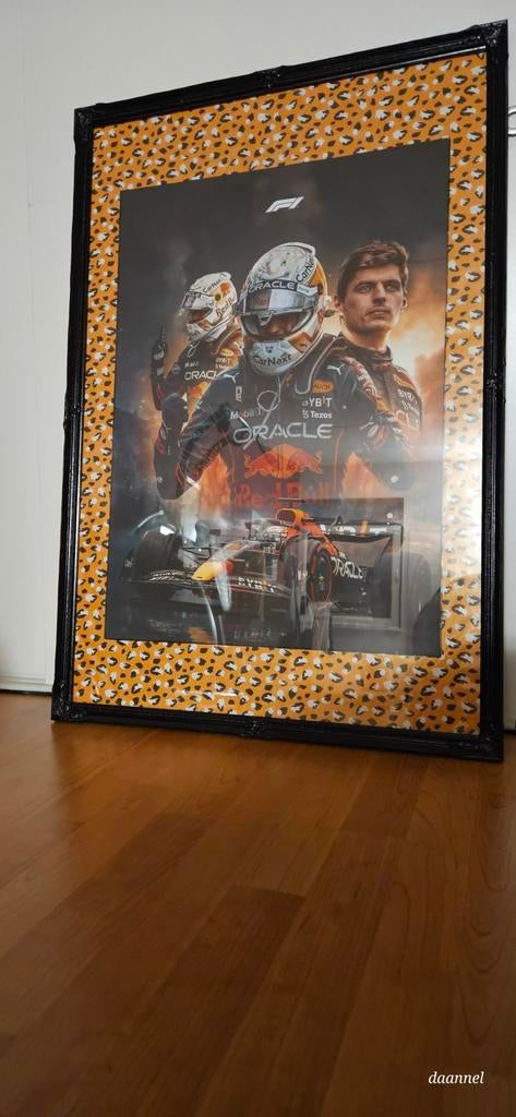 Max Verstappen poster in zwarte lijst - 90cm, Ophalen, Gebruikt, Metaal of Aluminium, 75 cm of meer