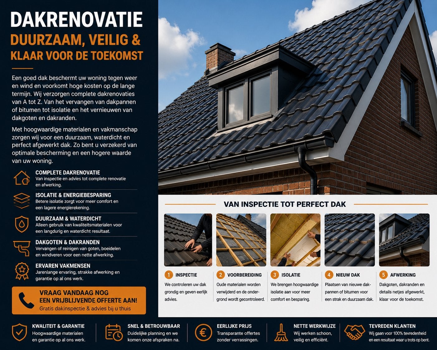 Dakrenovatie – Duurzaam, Veilig & Weerbestendig, Ophalen of Verzenden, Nieuw