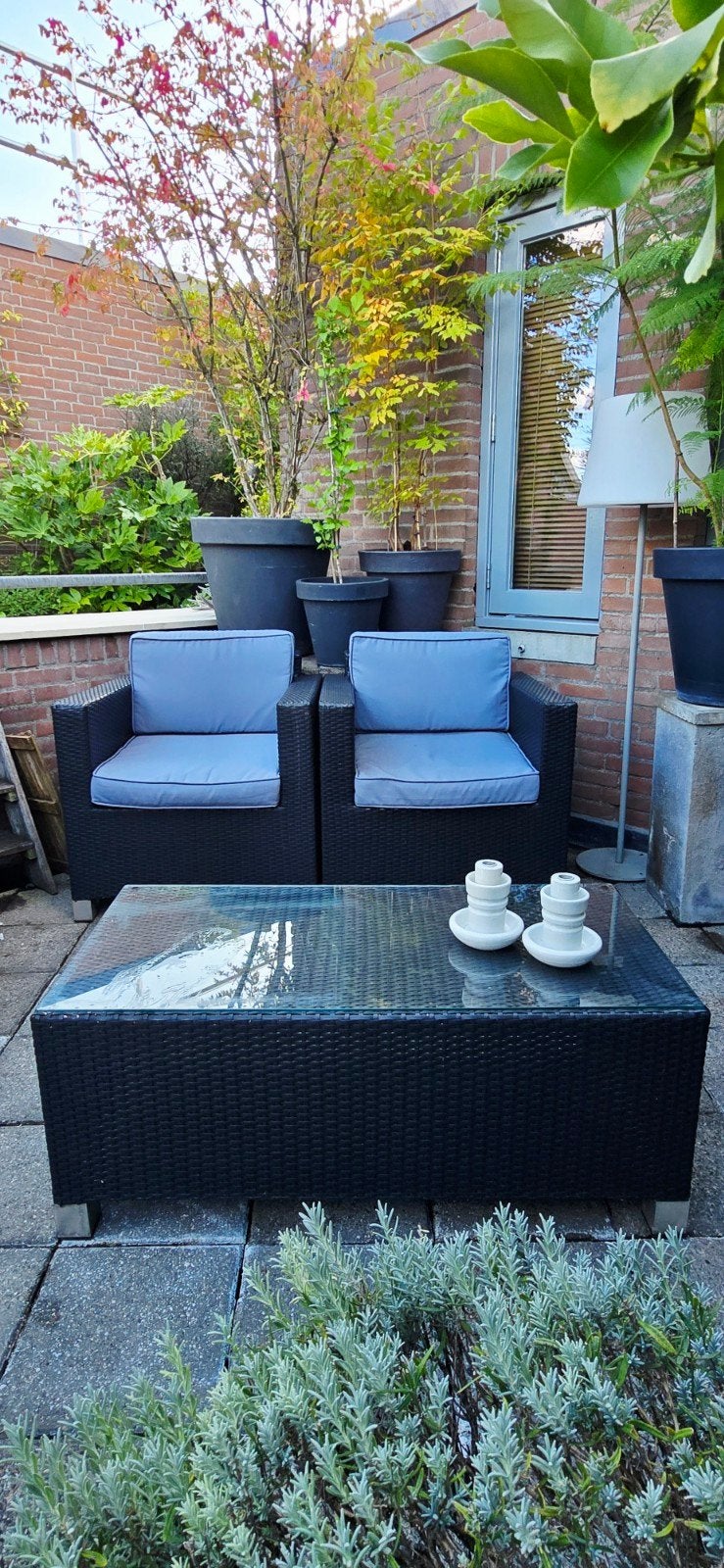 Wicker loungestoelen met tafel - Collection Bois Le Duc, Gebruikt, Bijzettafel, Loungeset, Wicker