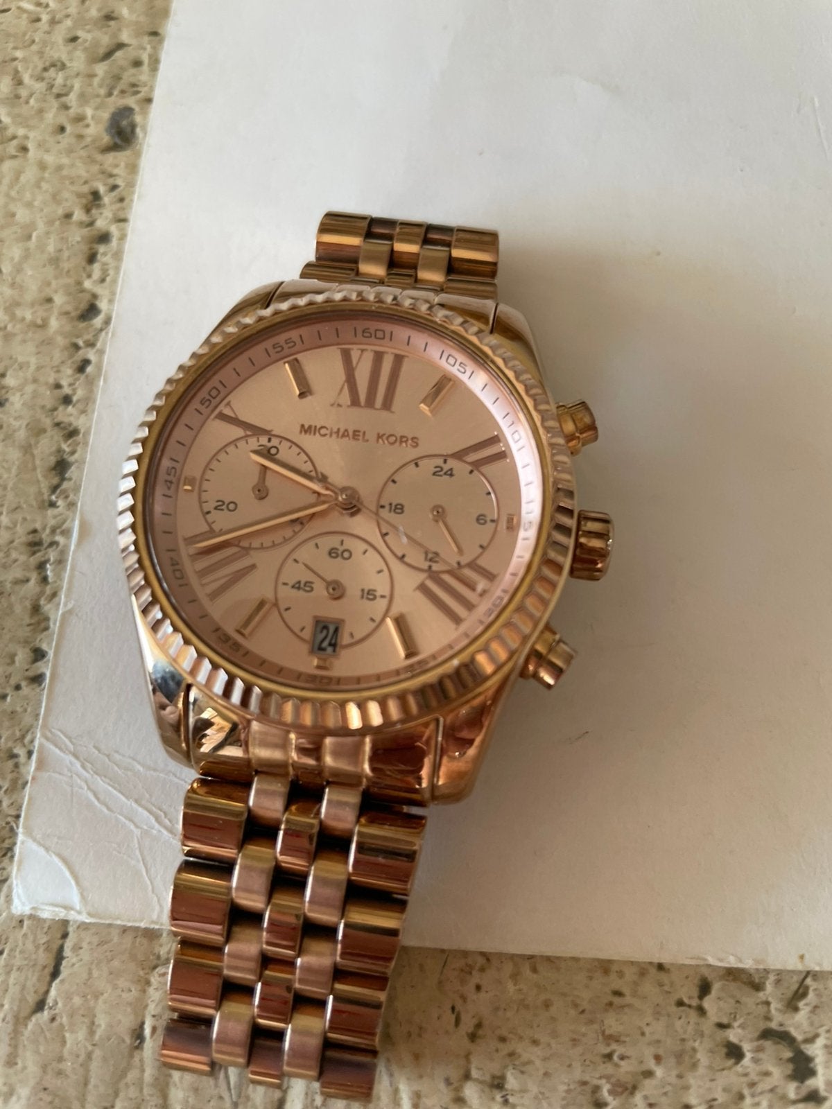 MICHAEL KORS ORGINEEL DAMESHORLOGE, ROZE KLEUR, 19cm BAND, Overige merken, Staal, Gebruikt, Staal