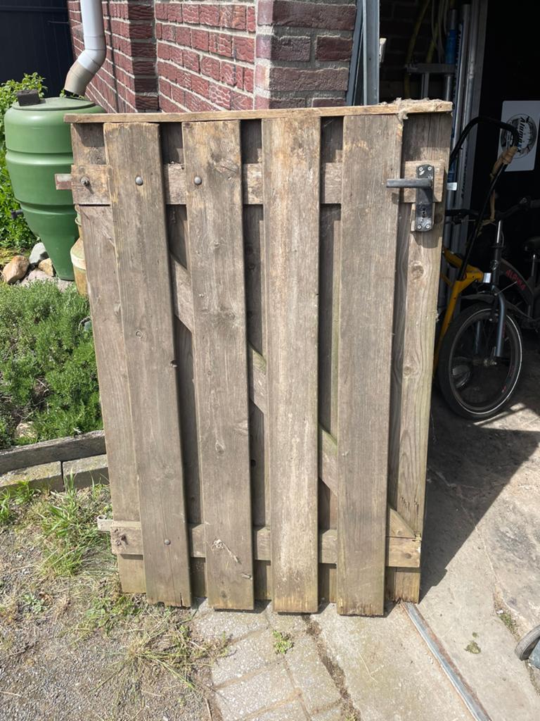 Gebruikte poort. Met beslag. 80x120, Tuin en Terras, Tuinpoorten, Ophalen, Gebruikt, 150 tot 200 cm, Hout