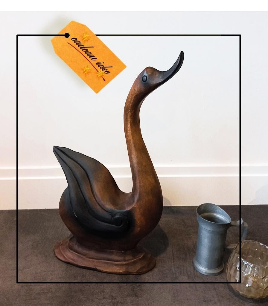 Houten zwaan –  43 cm hoog, Antiek en Kunst, Kunst | Beelden en Houtsnijwerken, Ophalen of Verzenden