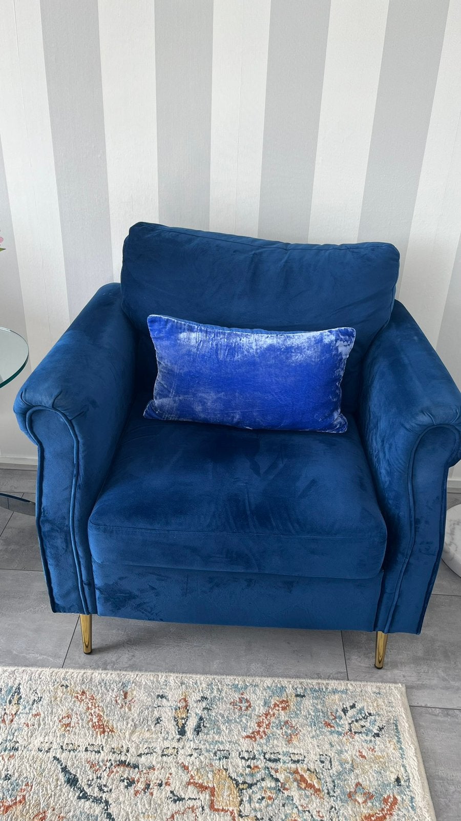 2 mooie blauwe fauteuils, Ophalen, Zo goed als nieuw, 75 tot 100 cm, 50 tot 75 cm