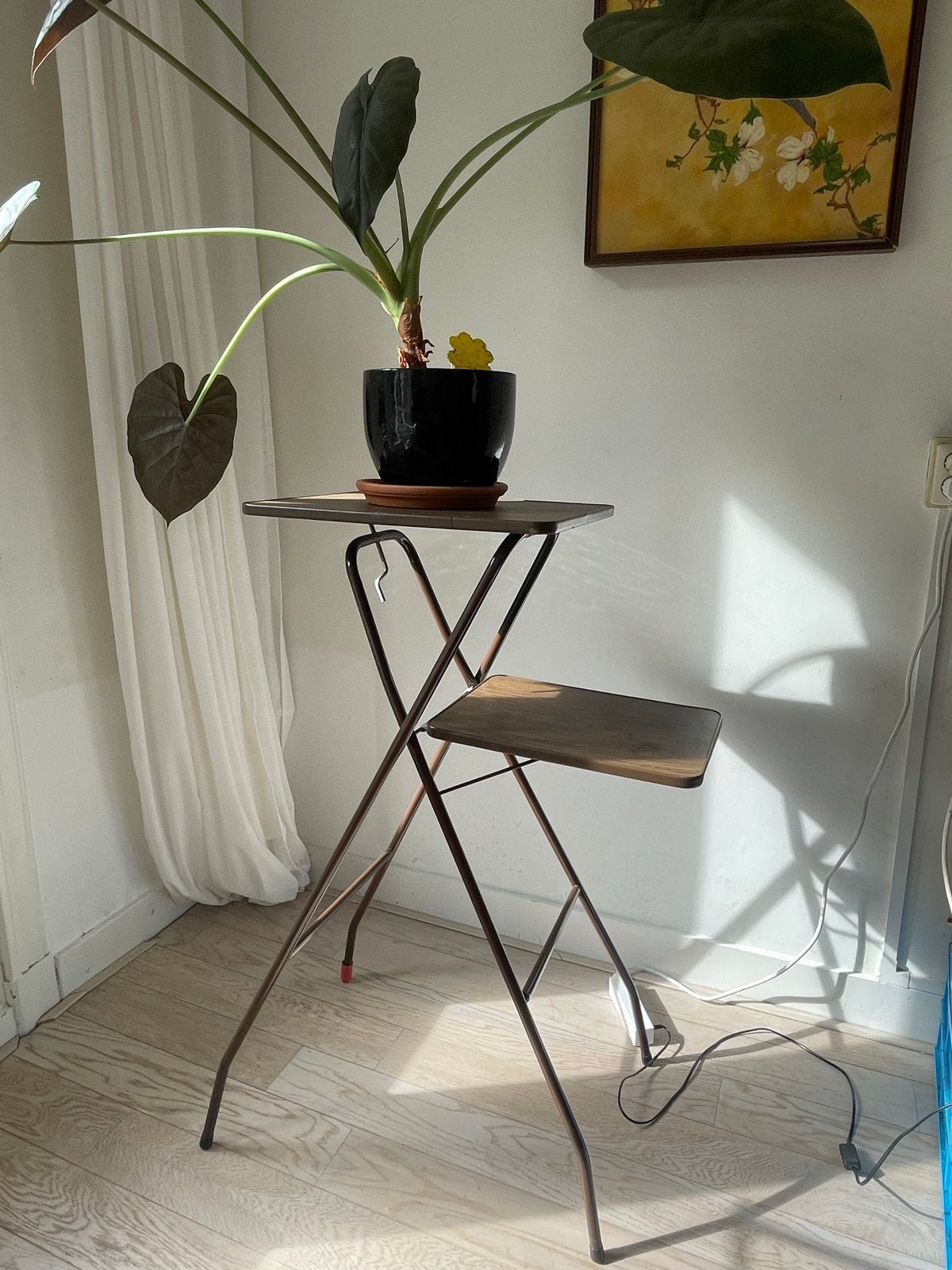 Vintage projector tafel / plantentafel, Ophalen, Minder dan 55 cm, Gebruikt, Metaal of Aluminium