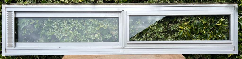 Een bovenlicht dubbelglas mat vast en schuifraam, Ophalen, Gevelraam of Ruit, Gebruikt, Minder dan 80 cm