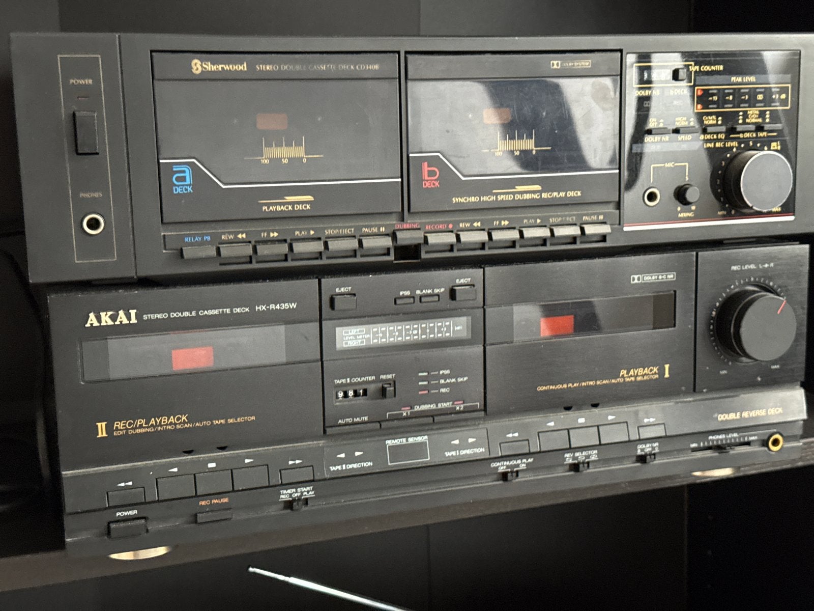 Sherwood en Akai Dubbele Cassettedecks, Ophalen of Verzenden, Dubbel, Akai, Auto-reverse