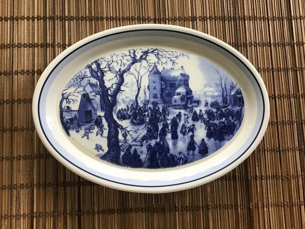 Royal Goedewaagen wandbord, Delfts blauw Avercamp. -bieden-, Ophalen