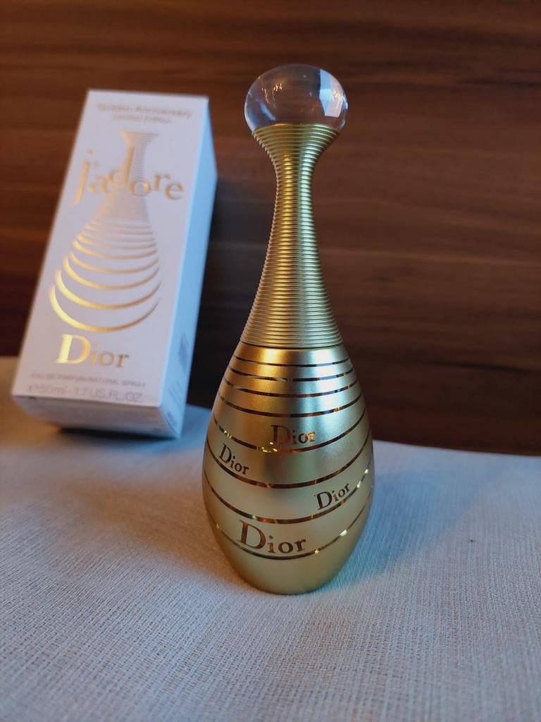 Dior J'adore 'golden anniversary' 50ml. Edp - collector, Ophalen of Verzenden, Nieuw, Parfumfles, Gevuld