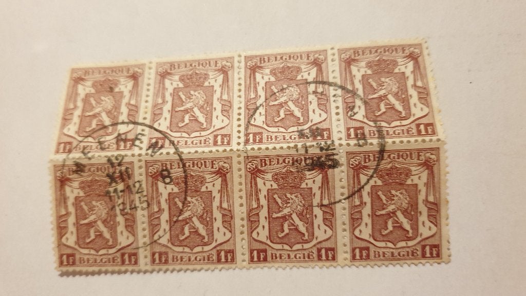 0885 belgie blok van 8 dienstzegels klein wapen 1f, Verzenden