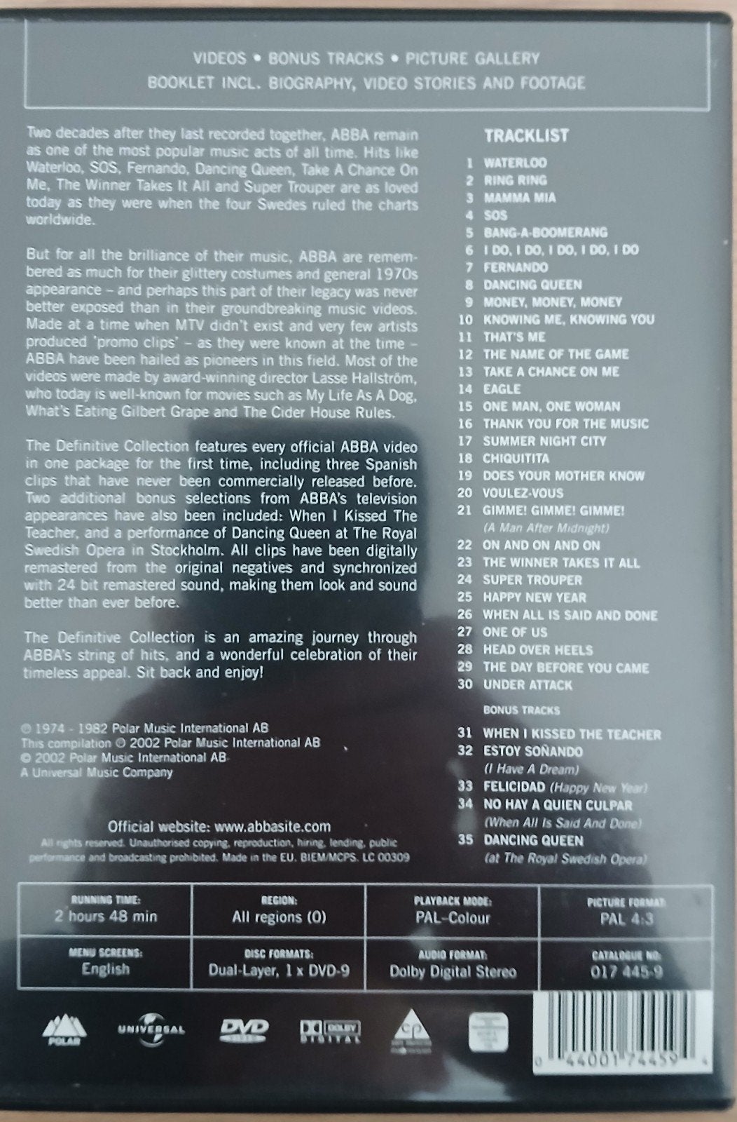 ABBA - The Definitive Collection DVD (2002), Alle leeftijden, Engels, Inclusief doosje, Ophalen of Verzenden