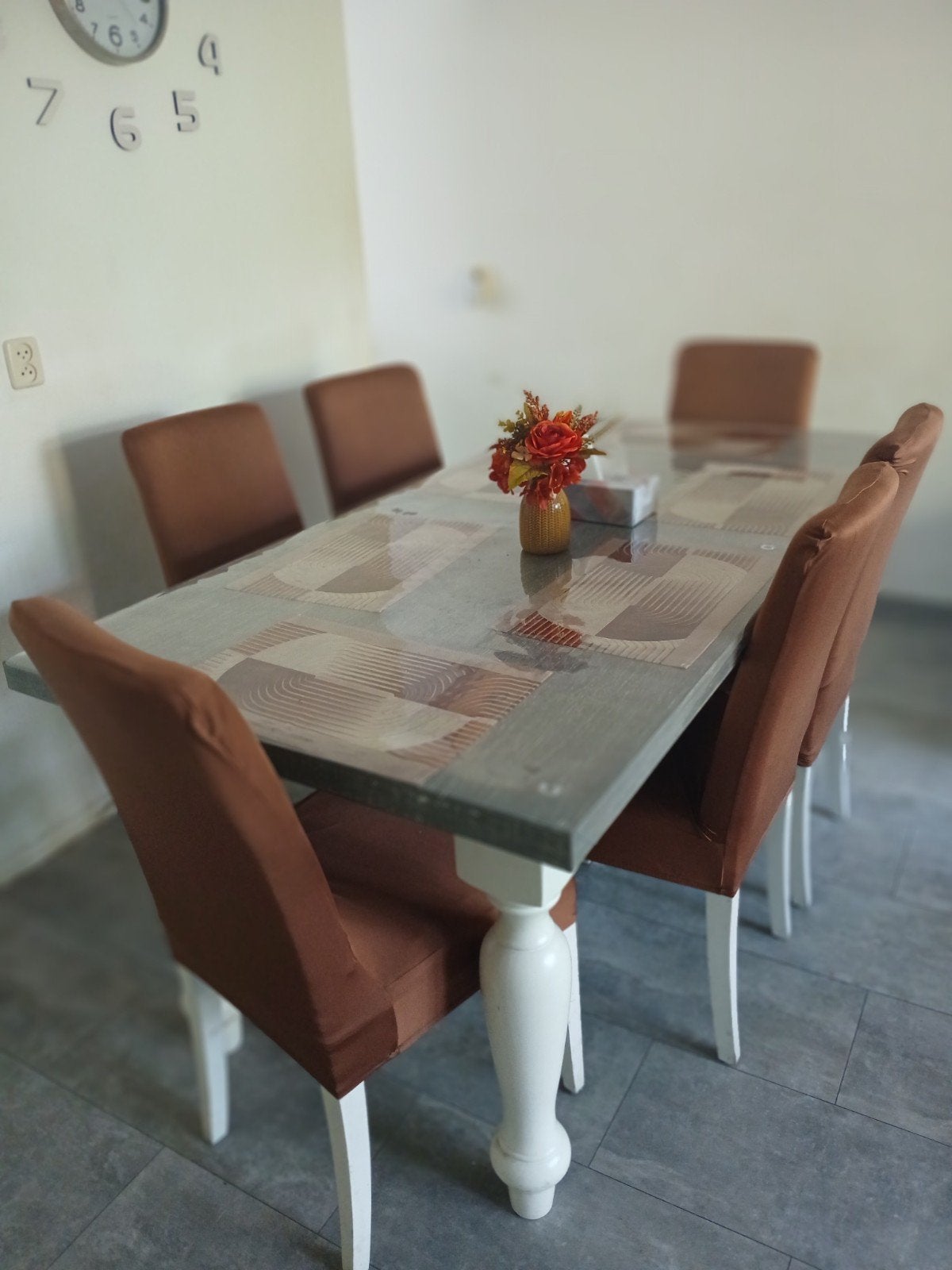 Eetkamertafel (180x90cm) met 6 stoelen, Ophalen, Gebruikt, 50 tot 100 cm, Vijf personen of meer