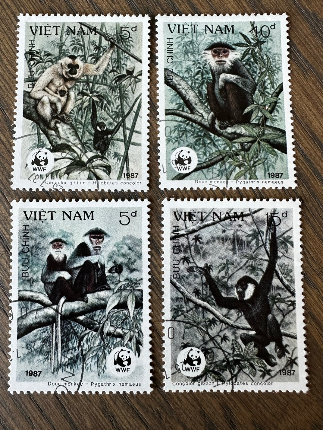 Vietnam 1987 WWF Apen postzegels - gestempeld, Ophalen of Verzenden, Gestempeld