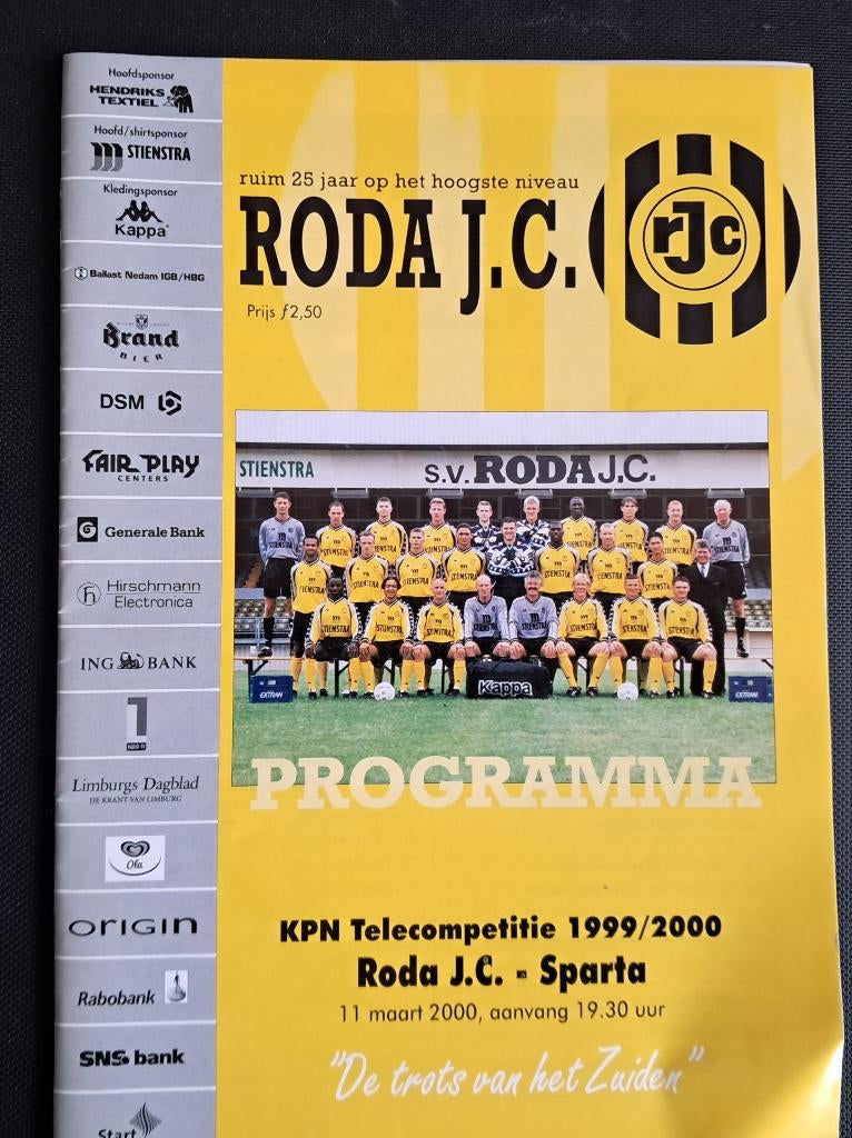 Roda JC - Sparta 1999/2000, Verzamelen, Ophalen of Verzenden, Zo goed als nieuw, Roda JC, Boek of Tijdschrift