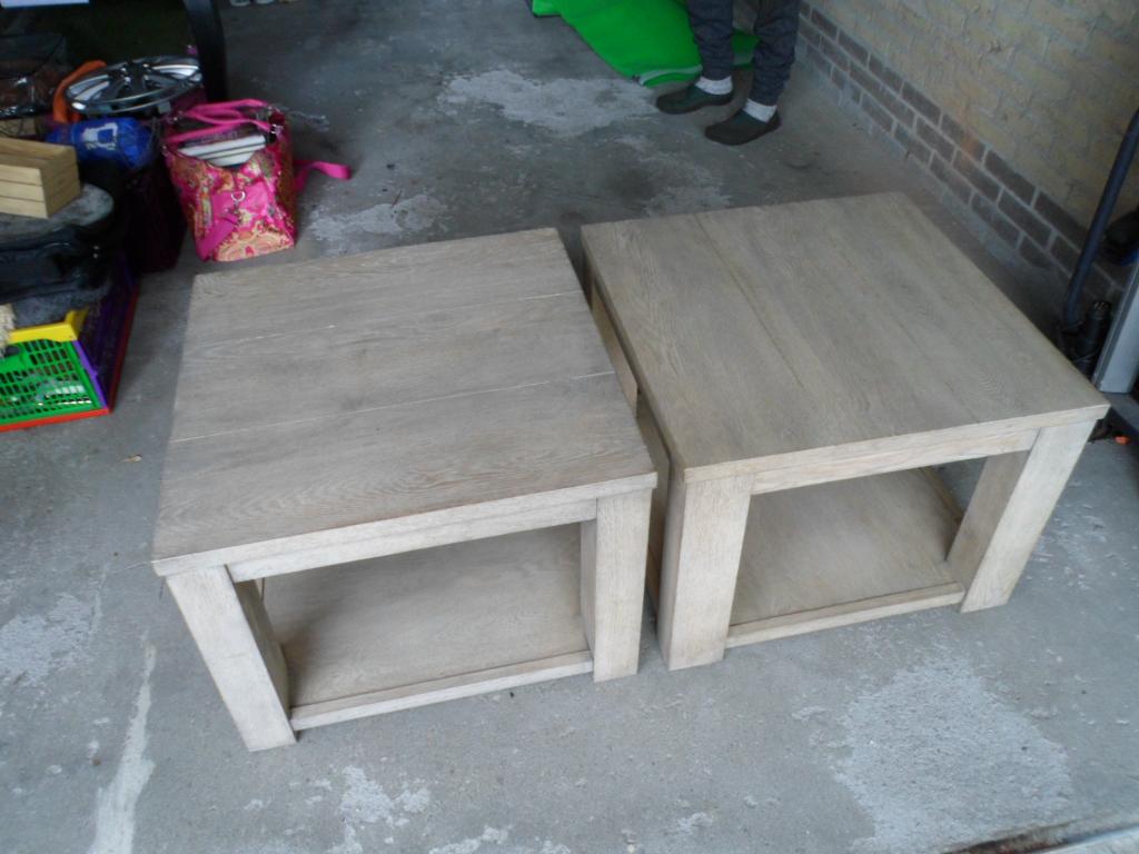 2 kleine tafeltjes, Huis en Inrichting, Tafels | Salontafels, Ophalen, Gebruikt, 50 tot 100 cm, Vierkant