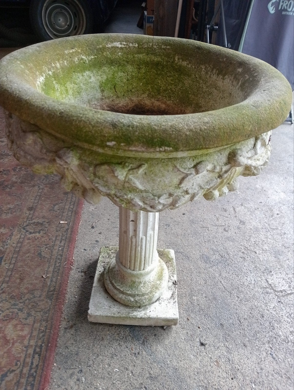 Tuinpot op voet, cement, 66cm hoog, Ophalen, Gebruikt, 40 cm of meer, Rond