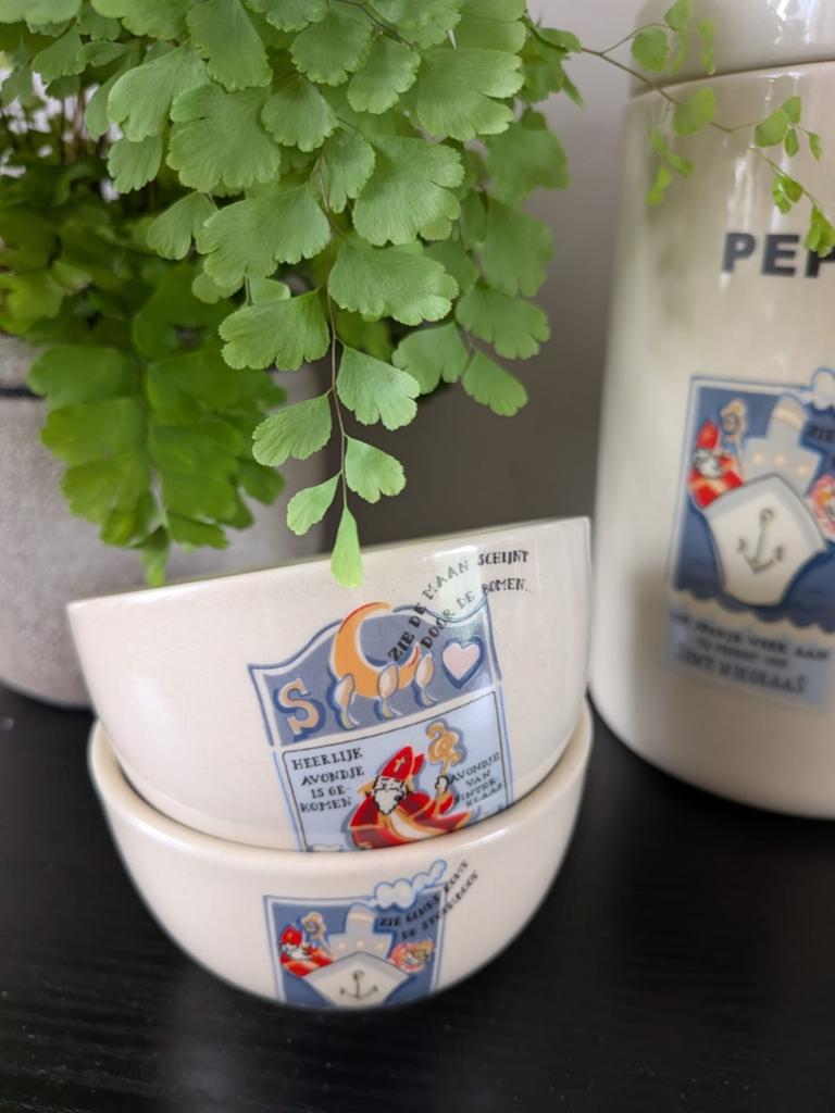 Vintage Pepernotenpot met Schaaltjes - Sinterklaas, Ophalen of Verzenden