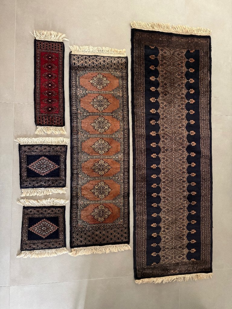 Set van 5 handgemaakte Perzische lopers en kleedjes, Ophalen, Minder dan 50 cm, Gebruikt, Perzisch, Oosters, Traditioneel