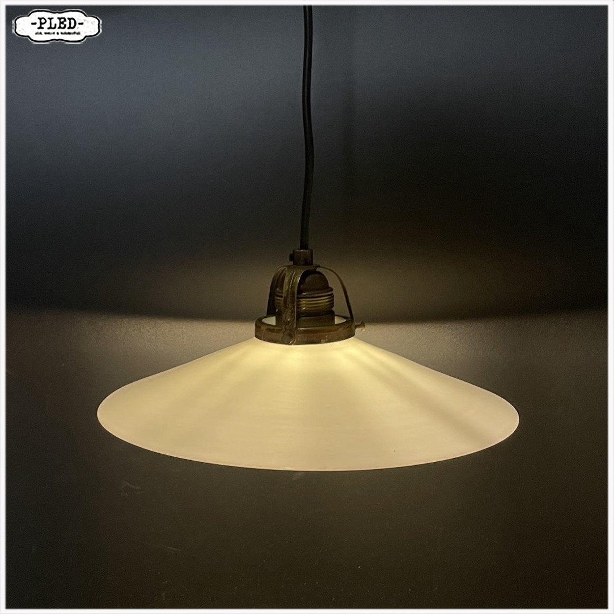 Oud opalinr hanglampje Lamp Vintage, Gebruikt, Vintage, Glas, Nb