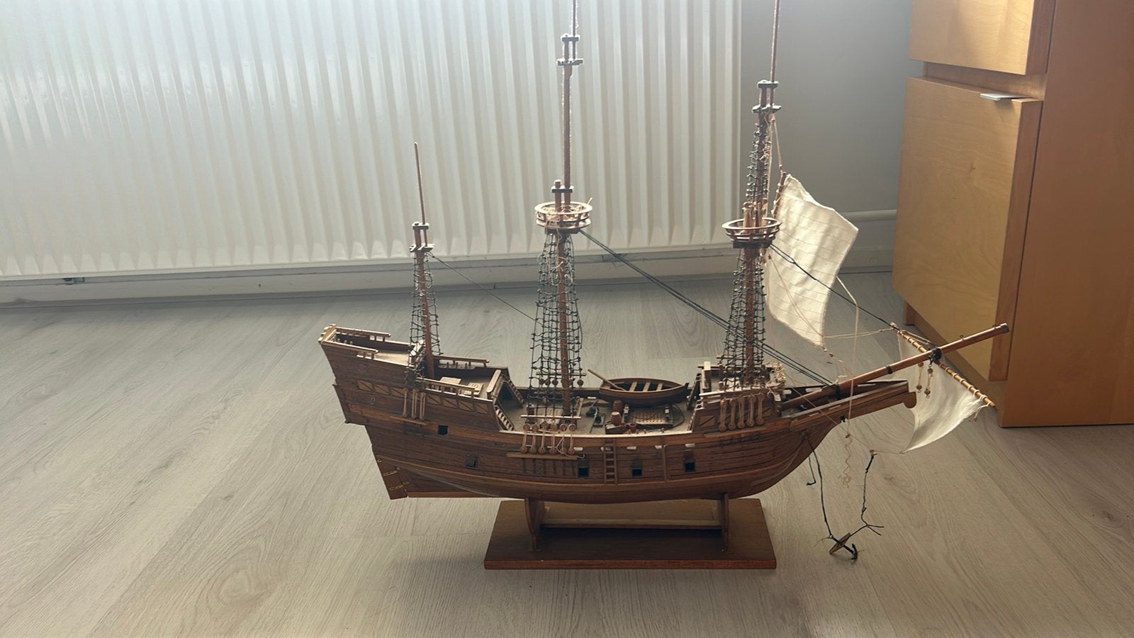 Houten modelzeilschip, Hobby en Vrije tijd, Modelbouw | Boten en Schepen, Ophalen, Gebruikt, Groter dan 1:32