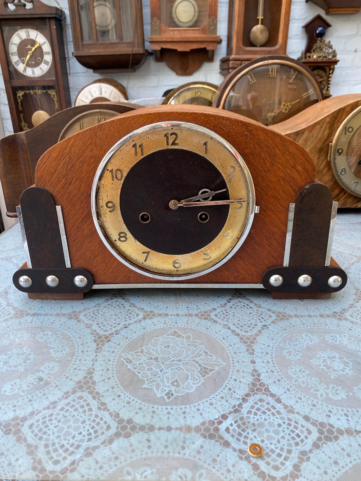 Antieke HAU tafelklok - Art Deco stijl, Ophalen of Verzenden