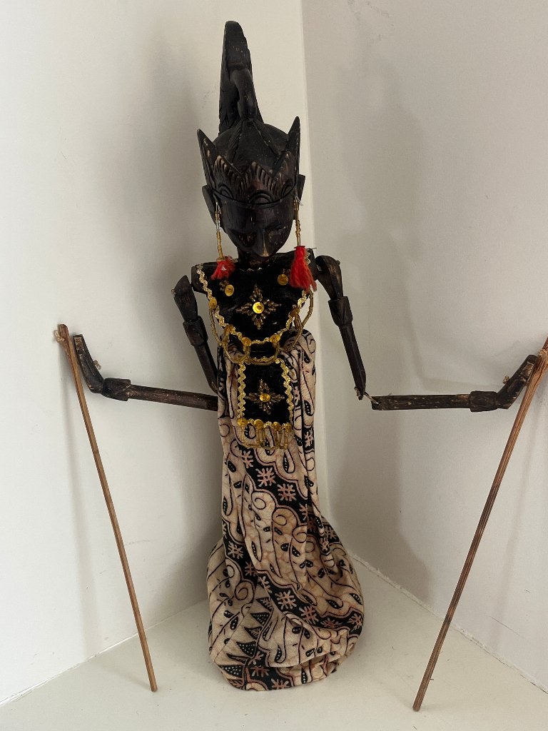 Wayang Golek staafpop - Indonesië, Hout, 40 cm, Indonesië, Meerkleurig