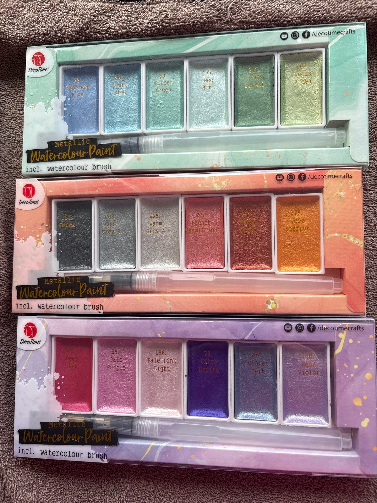 DécoTime Metallic Aquarelverf Sets (3 stuks), Hobby en Vrije tijd, Ophalen of Verzenden, Nieuw, Waterverf