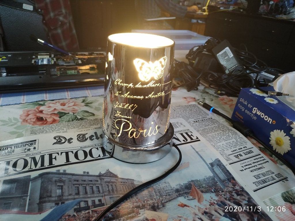 Paris tafellamp, Overige typen, Zo goed als nieuw, Metaal, Zilver