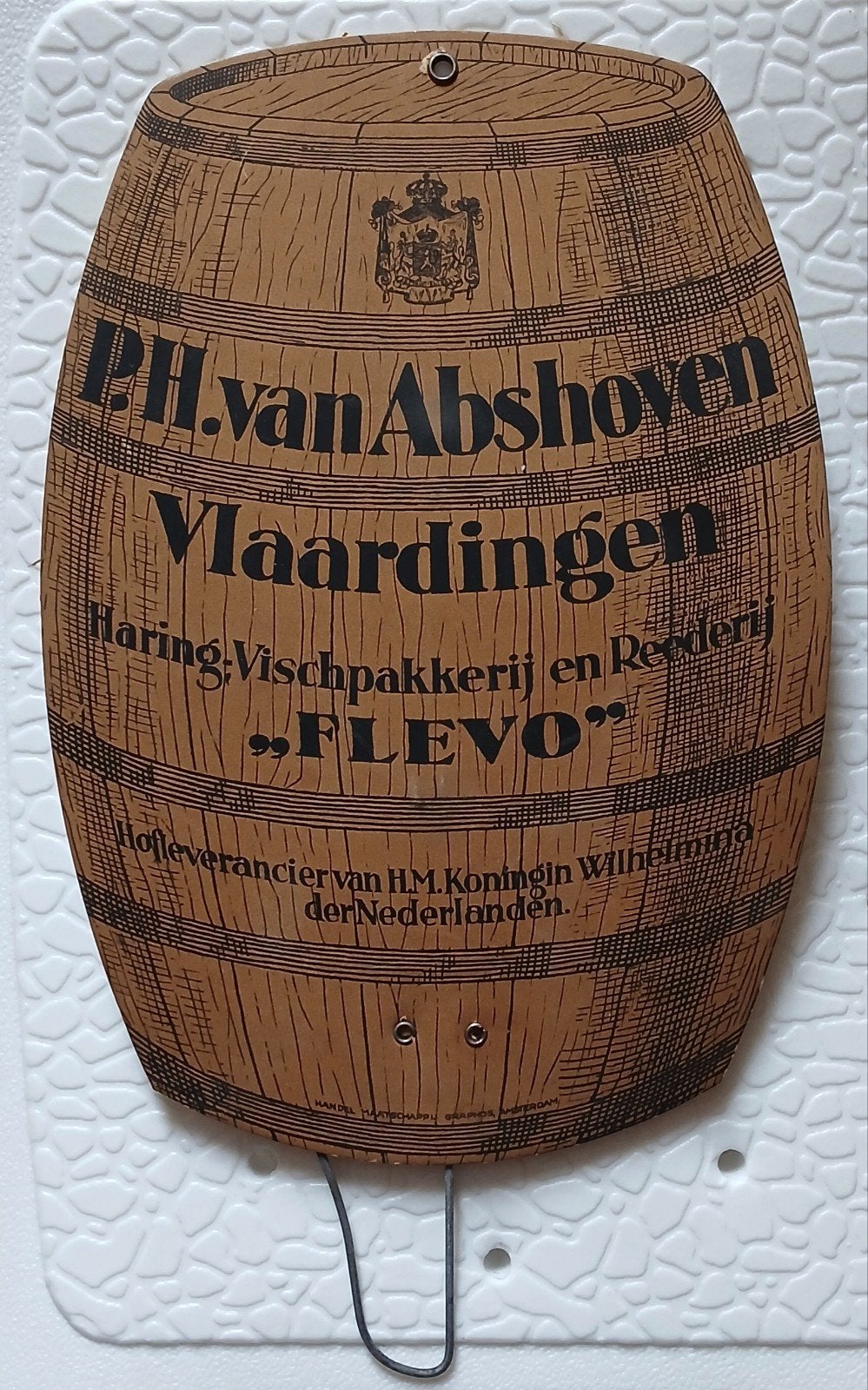 Vintage Reclamebord P.H. van Abshoven Vlaardingen Flevo, Ophalen of Verzenden, Gebruikt, Reclamebord