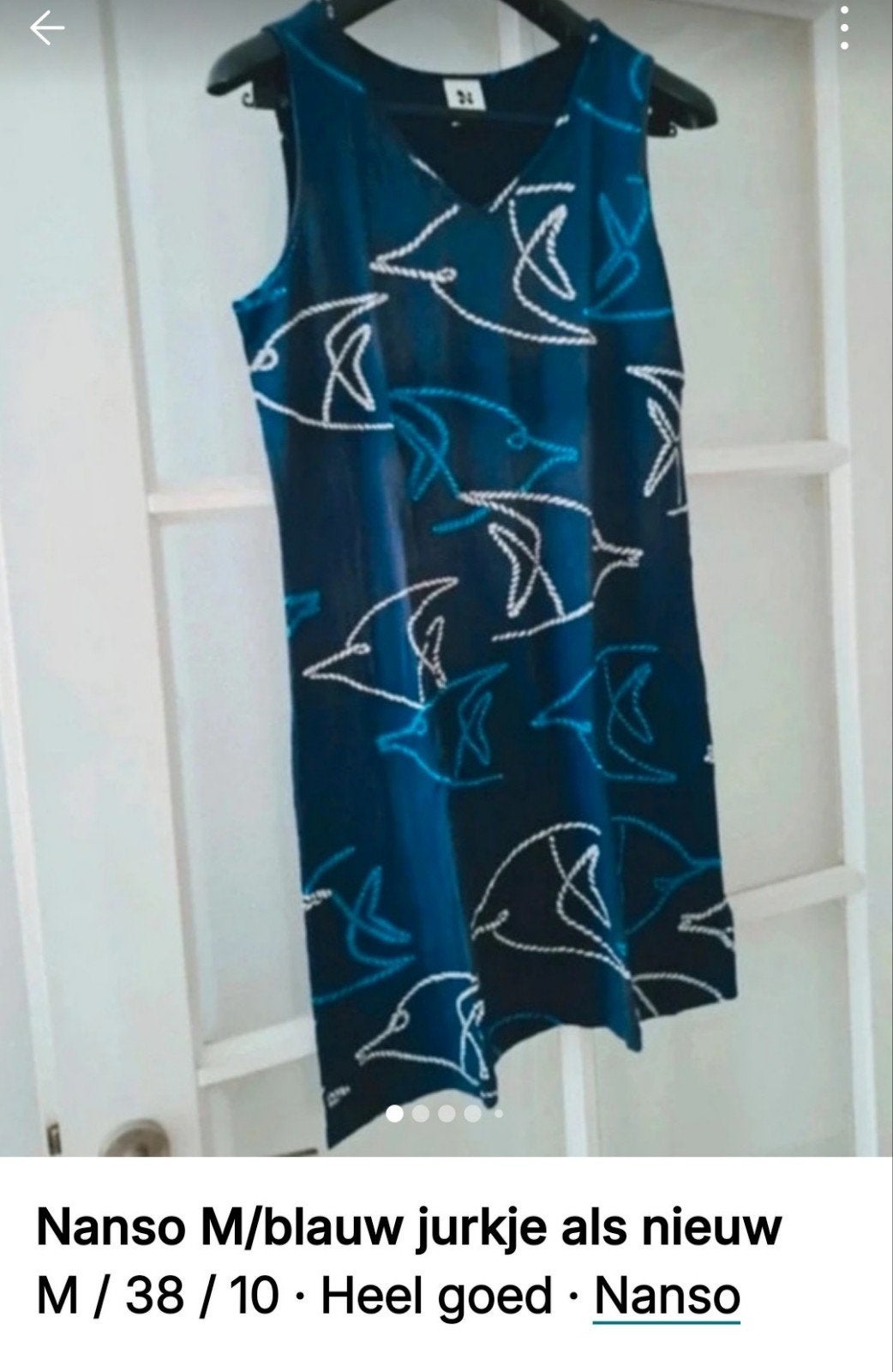 Nanso /L38/40/ blauw wit/als nieuw zomerjurkje, Ophalen of Verzenden, Zo goed als nieuw, Blauw, Boven de knie