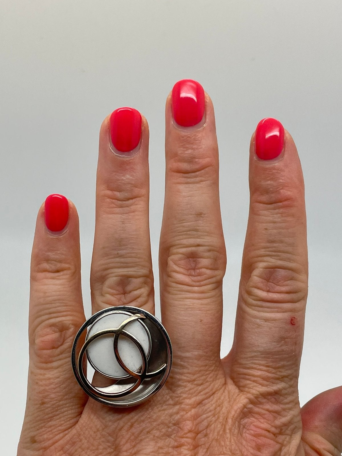 E830 Prachtige Franz Breuning zilveren ring corian maat 17, Overige kleuren, Ophalen of Verzenden, X, Dame