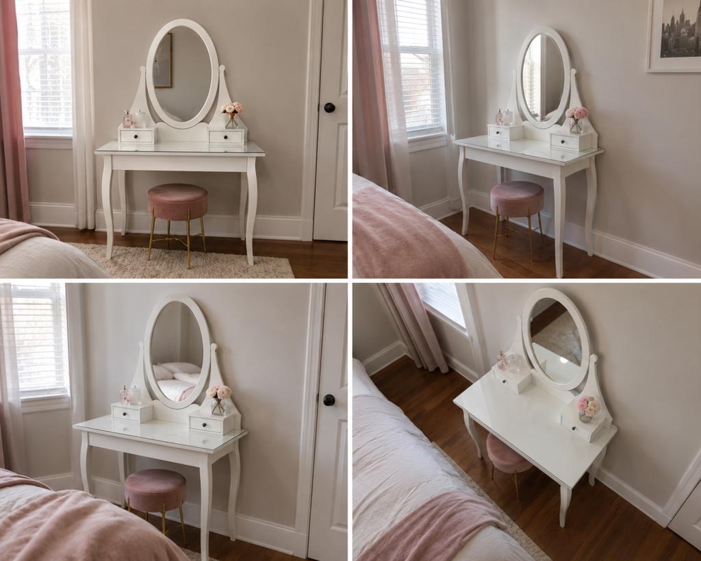 Witte make-up tafel met spiegel en lades, Ophalen, Gebruikt, 50 tot 100 cm, Minder dan 100 cm