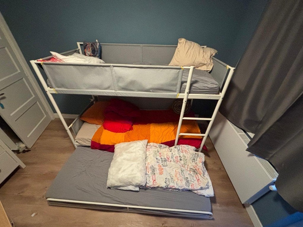 IKEA VITVAL Triple-bunk bed, Ophalen, 90 cm, Wit, Tweepersoons