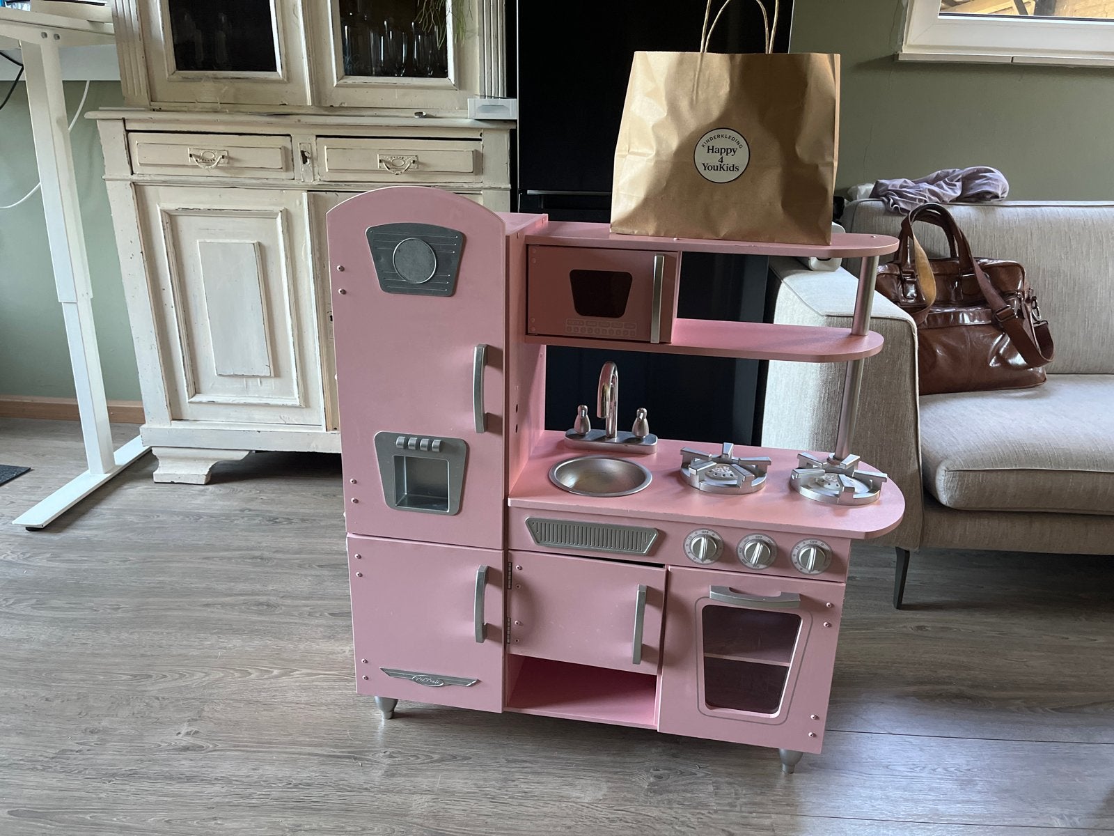 Roze speelkeuken met accessoires, Ophalen, Gebruikt, Knutselen