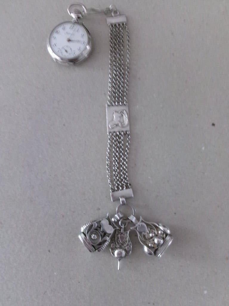 Zilveren Chatelaine met zilveren vestzak horloge, Antiek en Kunst, Antiek | Goud en Zilver, Verzenden, Zilver
