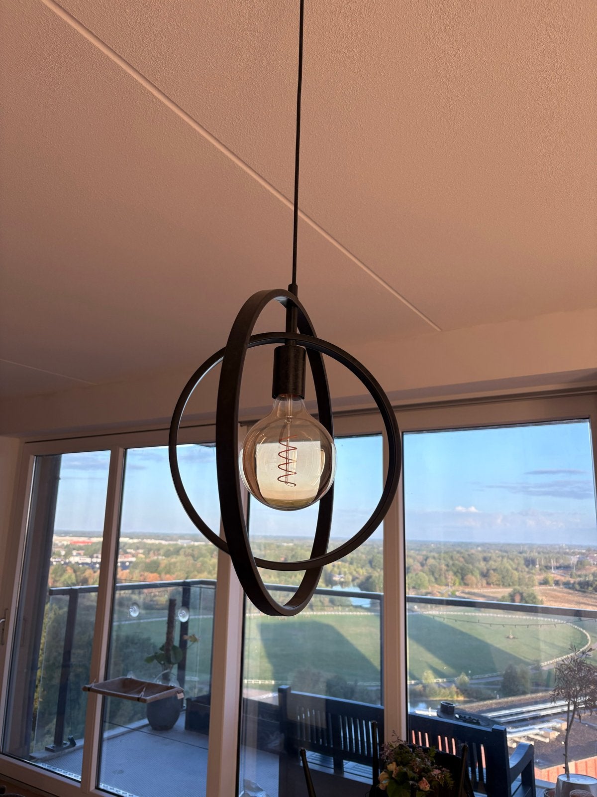 Hanglamp met ringontwerp incl. lichtbron, Ophalen of Verzenden, Zo goed als nieuw, Metaal, E27 (groot)