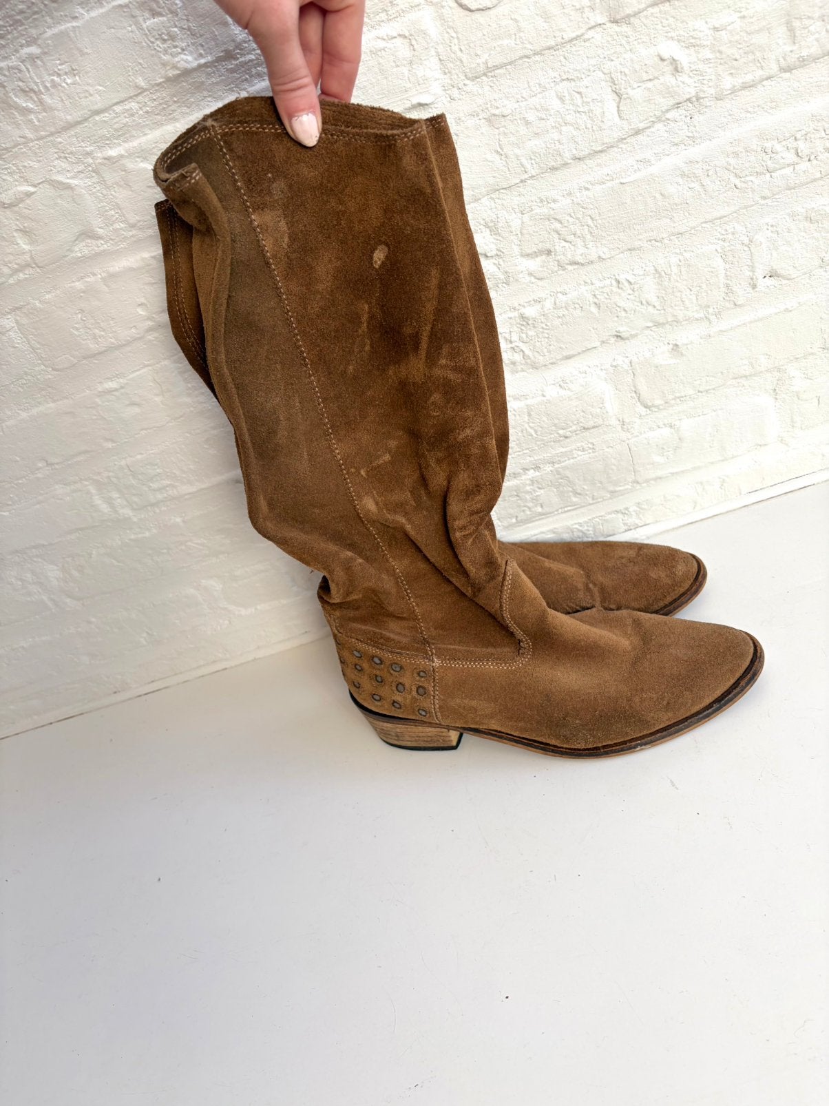 Hoge suede laarzen Zara, Hoge laarzen, Bruin, Ophalen of Verzenden, Gedragen
