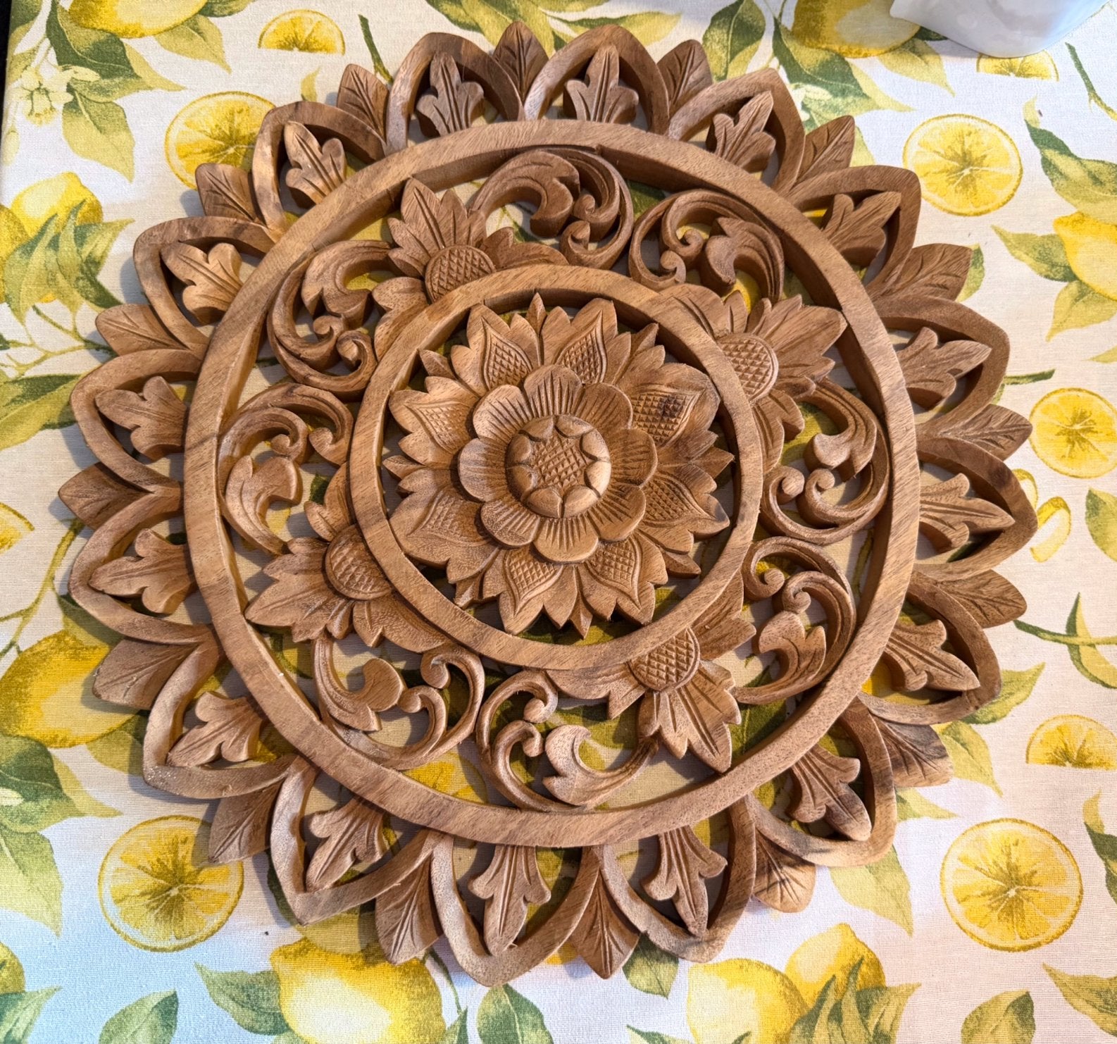 Rond wandbord paneel decoratie hout mandala Bali d40cm, Huis en Inrichting, Boho, Hout, Nieuw, Ophalen of Verzenden