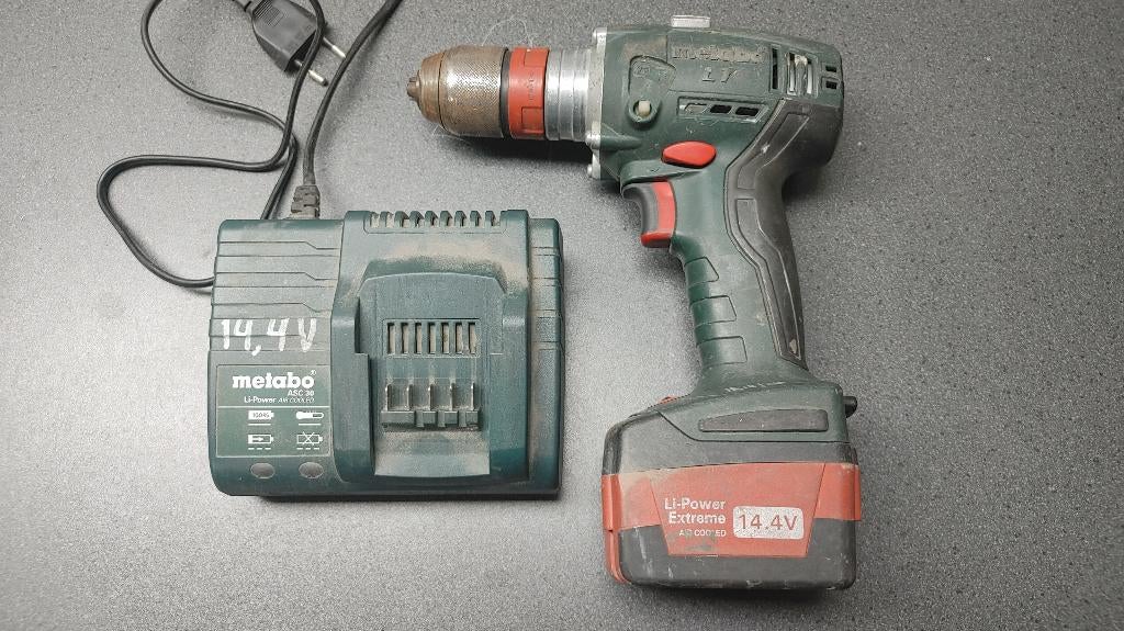 Metabo bs14.4 Lt quick accu schroefboormachine, met 3amp, Ophalen of Verzenden, Gebruikt, Boor- en Schroefmachine