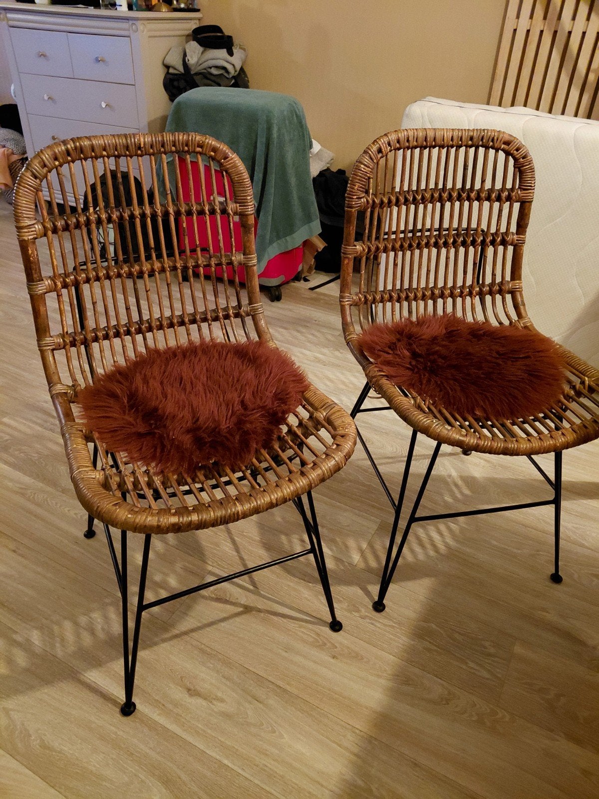 Rotan Eetkamerstoelen set van 2, Ophalen, Gebruikt, Twee, Bruin